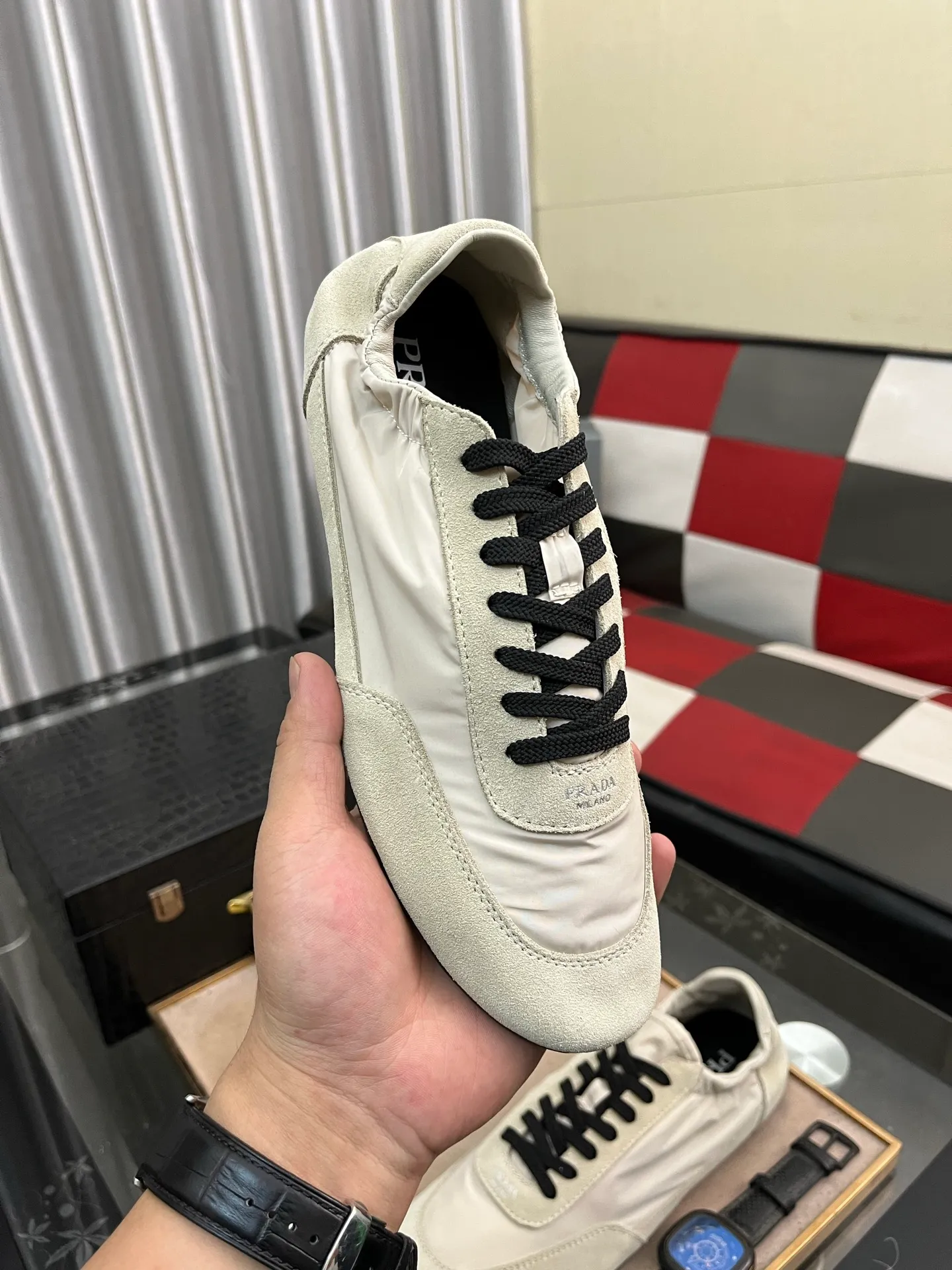 Men's shoes 💰500⌚️⌚️【PRADA】Prada - high-end quality original order 🔍🔍🔍 casual sports shoes - Upper: 🔝Nappa calfskin, brand high mercerized canvas, shoe body brand metal fasteners, tongue silk screen brand logo - Lining: water-dyed cowhide - Outsole: ultra-light TPU foam; molded outsole -Ultra-high quality control and fine workmanship: outstanding (high-end, extravagance, class) -Size: 38-446️⃣colors available